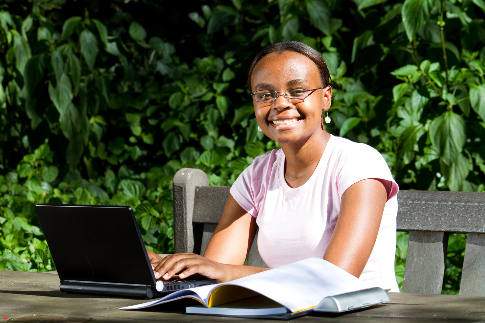 Girl using computer learning online